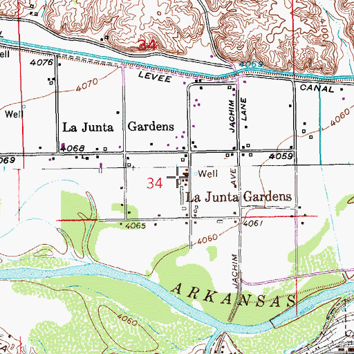 Topographic Map of La Junta Gardens, CO