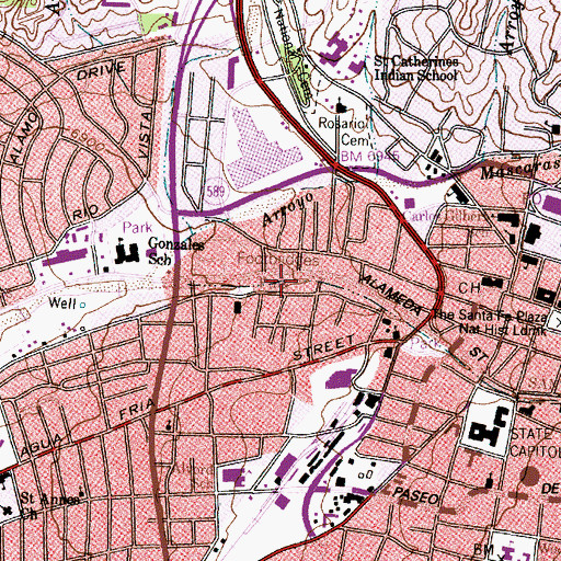 Topographic Map of Footbridges Park, NM