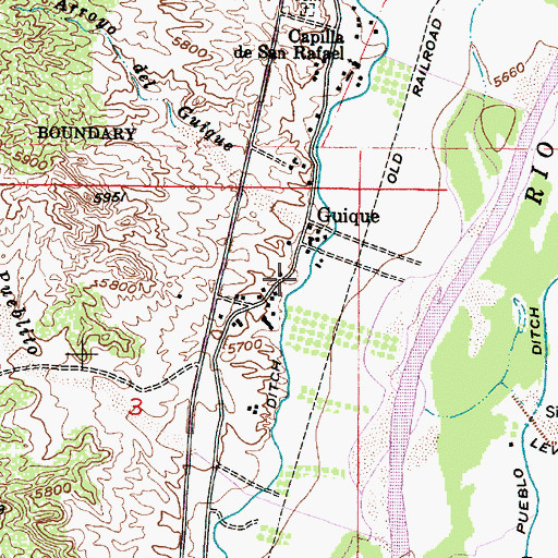 Topographic Map of Guique Ditch, NM