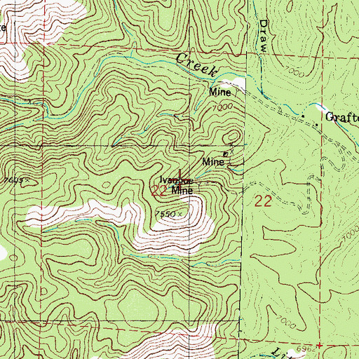Topographic Map of Ivanhoe Mine, NM