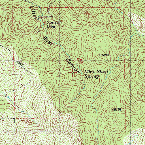 Topographic Map of Mine Shaft Spring, NM