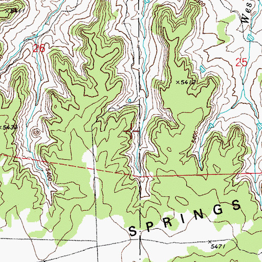 Topographic Map of Bear Springs Hills, CO