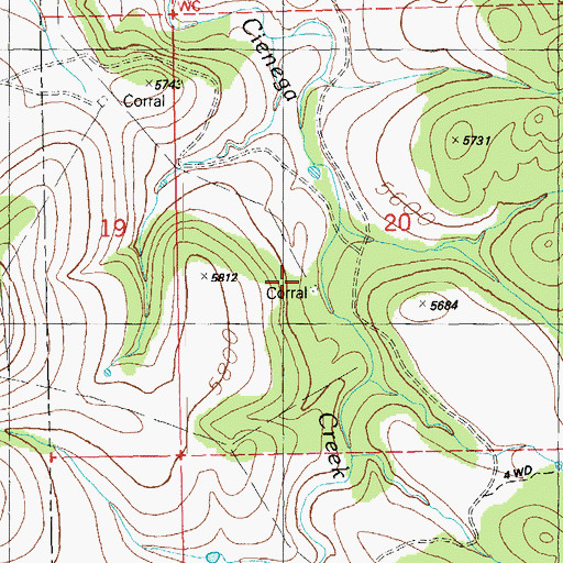 Topographic Map of Page Corral, NM
