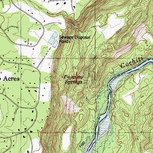 Topographic Map of Pajarito Springs, NM