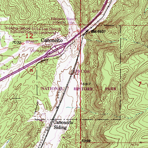 Topographic Map of Pecos National Historic Park, NM