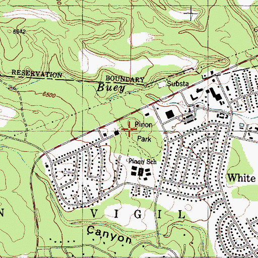 Topographic Map of Pinon Park, NM
