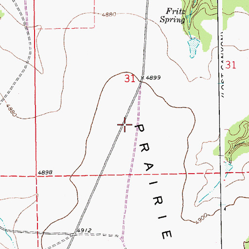 Topographic Map of Round Prairie, CO