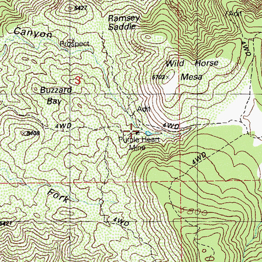 Topographic Map of Purple Heart Tank, NM