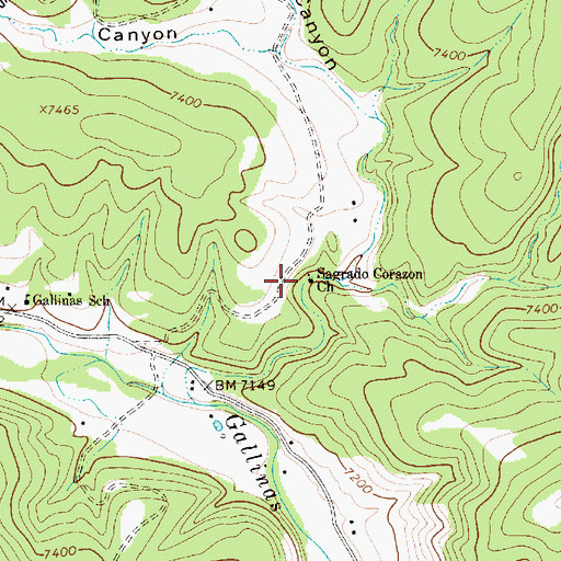 Topographic Map of Sagrado Corazon Church, NM