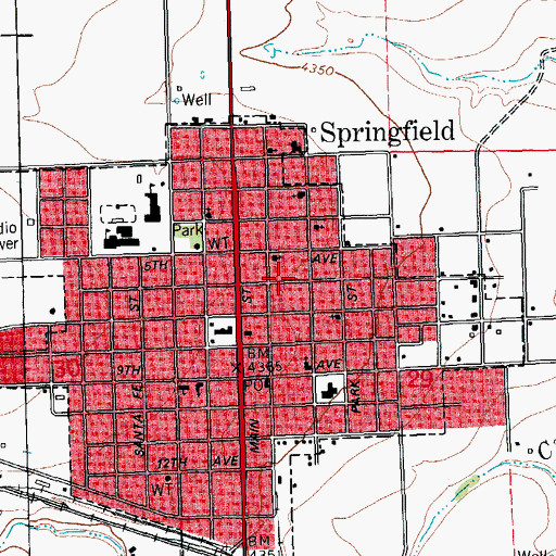 Topographic Map of Springfield, CO