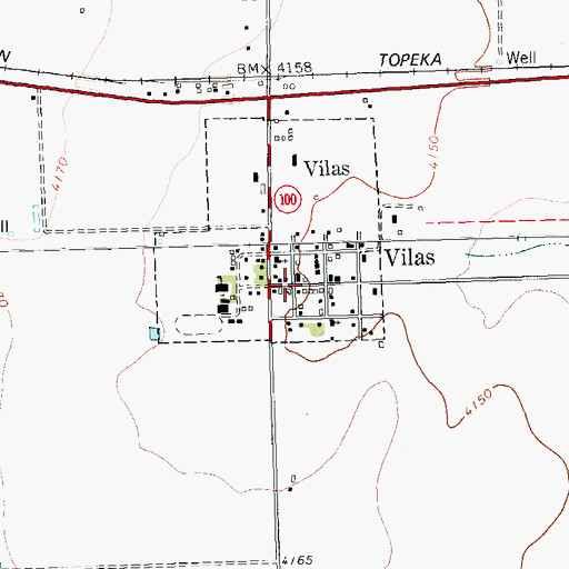 Topographic Map of Vilas, CO