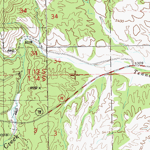 Topographic Map of Tennessee Spring, NM