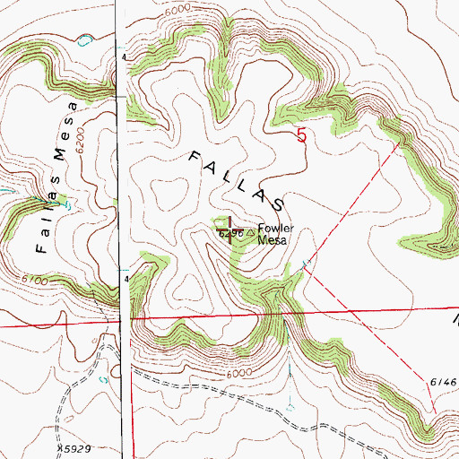 Topographic Map of Fallas Mesa, CO