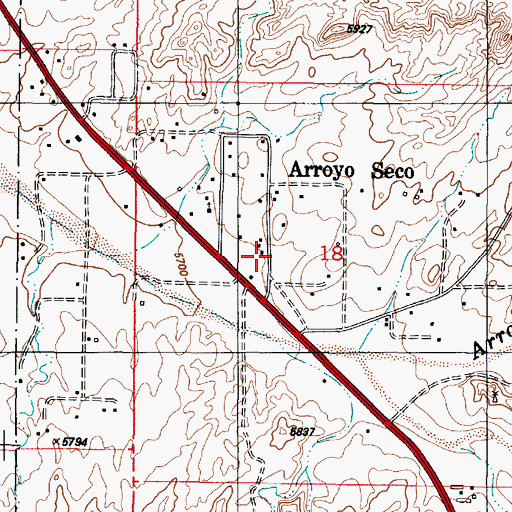Topographic Map of Arroyo Seco, NM