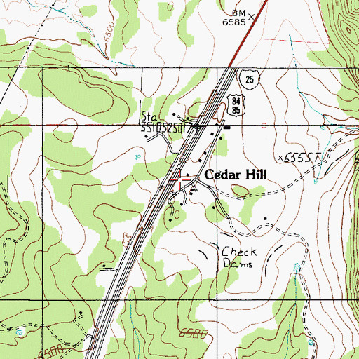 Topographic Map of Cedar Hill, NM