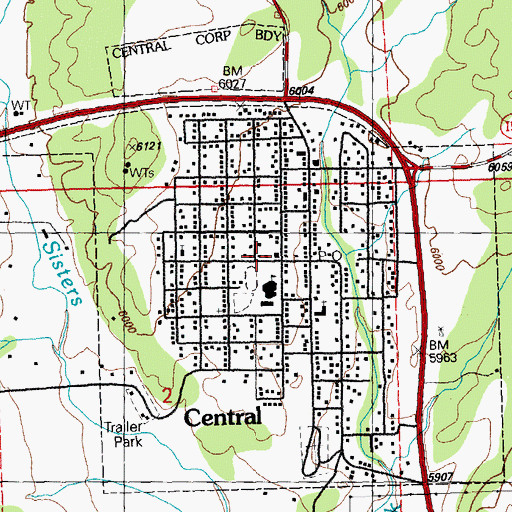 Topographic Map of Central, NM