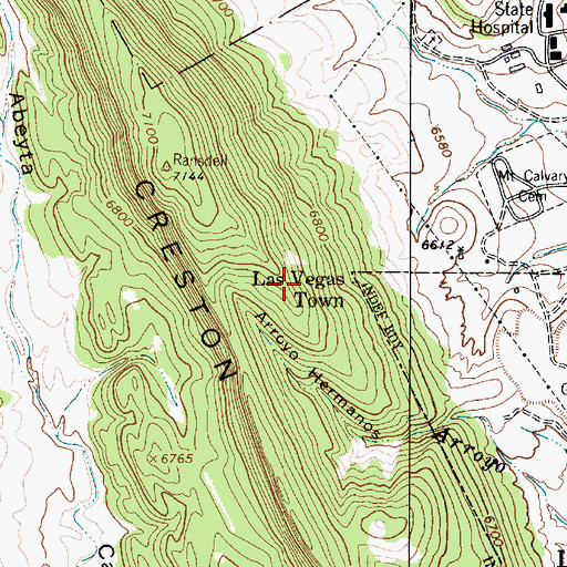 Topographic Map of Las Vegas Town, NM