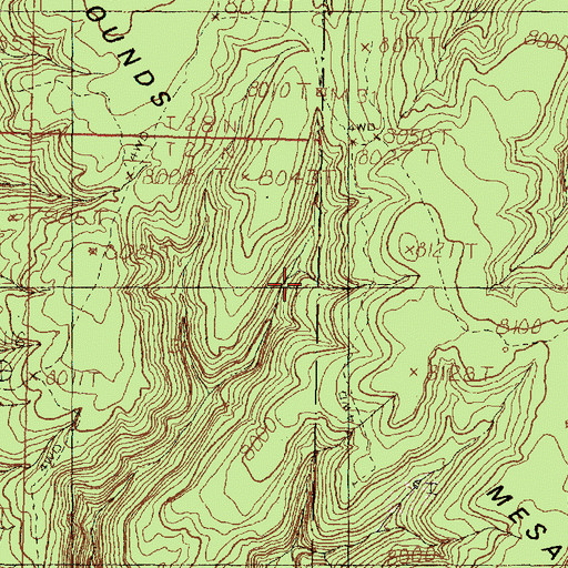 Topographic Map of Pounds Mesa, NM