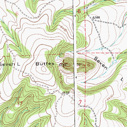 Topographic Map of Seven L Buttes, CO