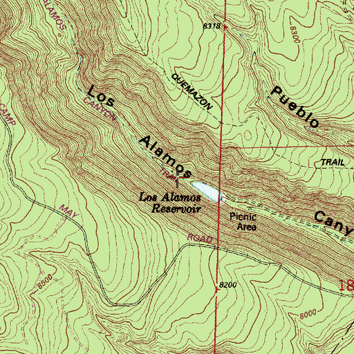 Topographic Map of Los Alamos Canyon, NM