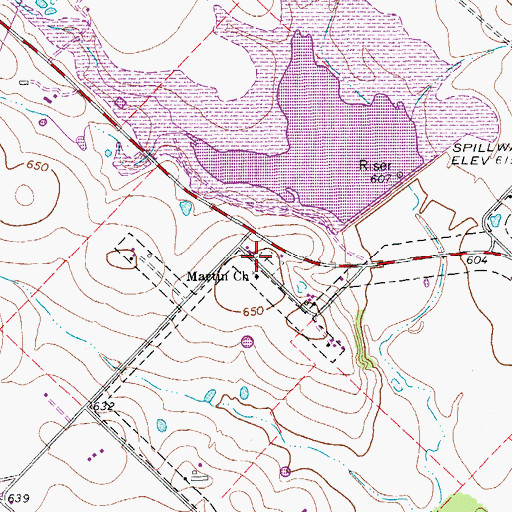 Topographic Map of Martin Church Cemetery, TX