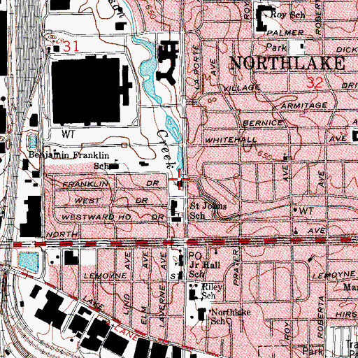 Topographic Map of Northlake Lutheran Church, IL
