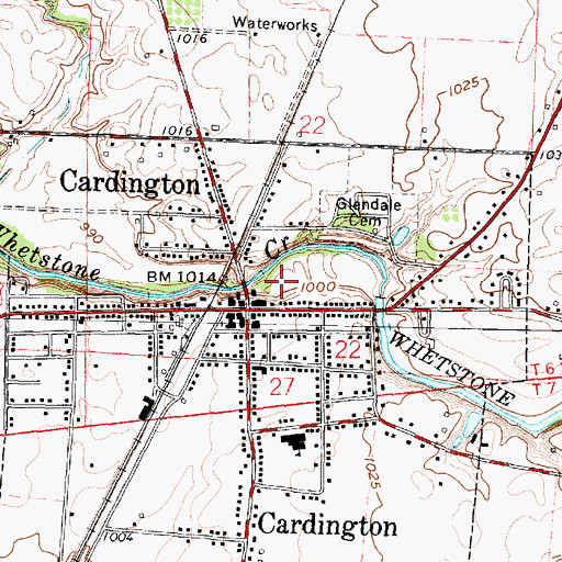 Topographic Map of Cardington Post Office, OH