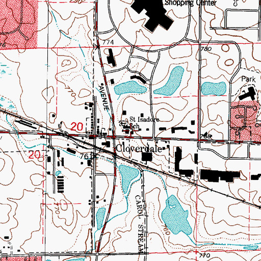 Topographic Map of Saint Isidore Catholic Church, IL