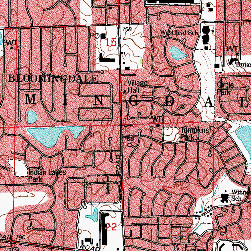 Topographic Map of Shree Radhey Shyam Temple, IL