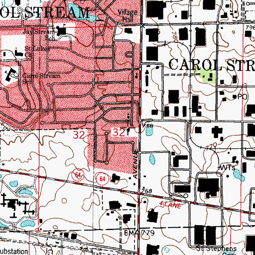 Topographic Map of Saint Andrew United Methodist Church, IL