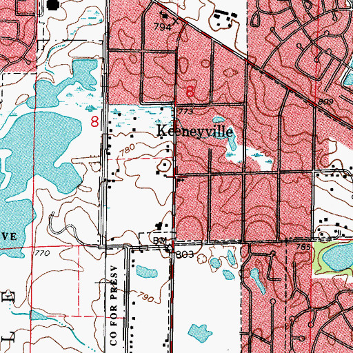Topographic Map of Grace Community Bible Church, IL