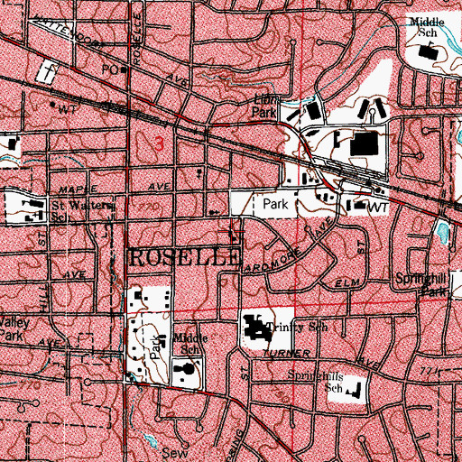 Topographic Map of Roselle United Methodist Church, IL
