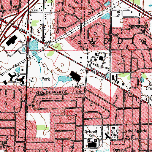Topographic Map of Centennial Plaza Shopping Center, IL