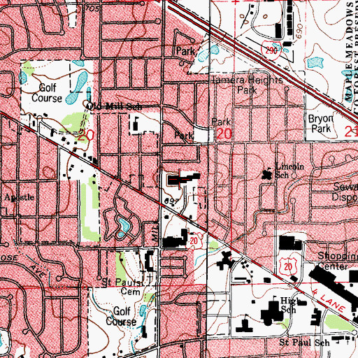 Topographic Map of Lake Mill Plaza Shopping Center, IL