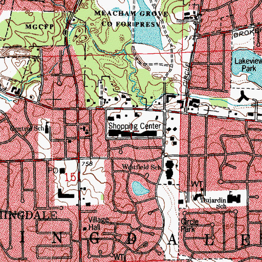 Topographic Map of Springbrook Shopping Center, IL