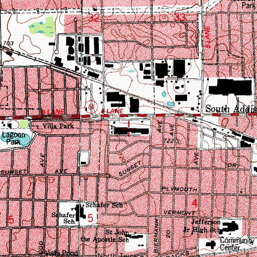 Topographic Map of Villa DuPage Shopping Center, IL