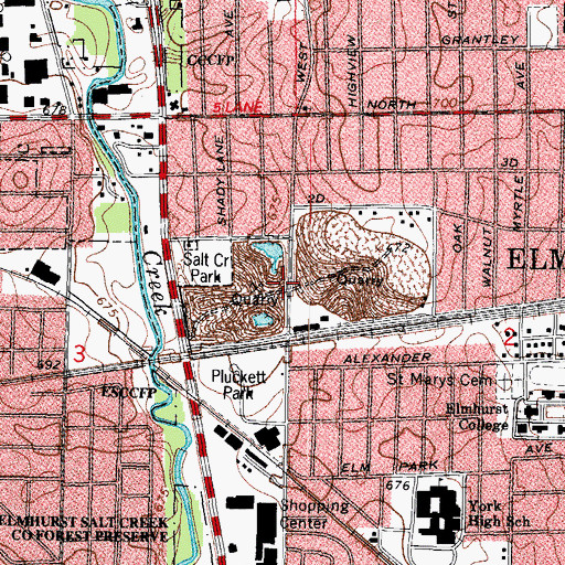 Topographic Map of Elmhurst Quarry, IL