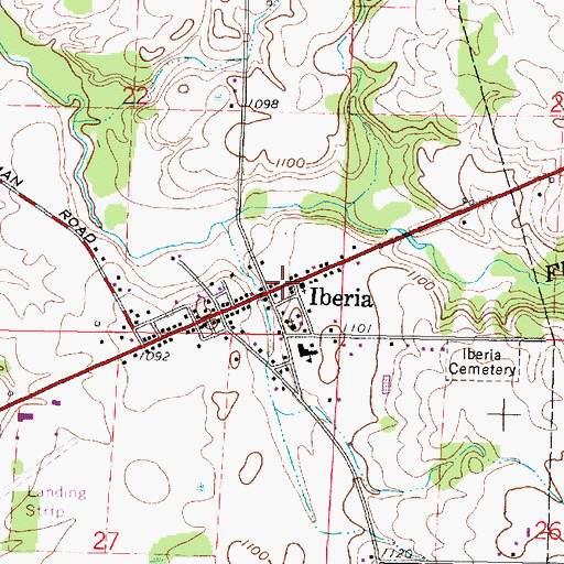 Topographic Map of Iberia Post Office, OH