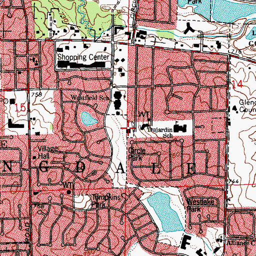 Topographic Map of Johnson Recreation Center, IL