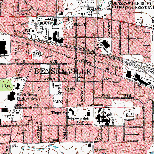 Topographic Map of Lions Park, IL