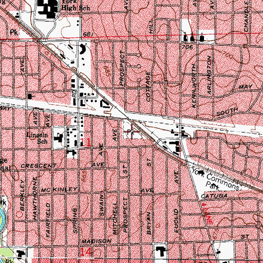 Topographic Map of Pioneer Park, IL