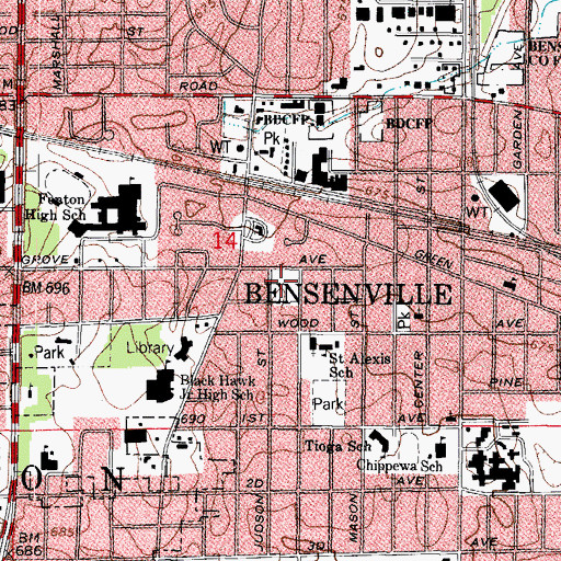 Topographic Map of Sunset Park, IL