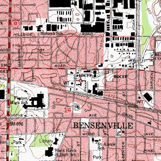 Topographic Map of Veterans Park, IL