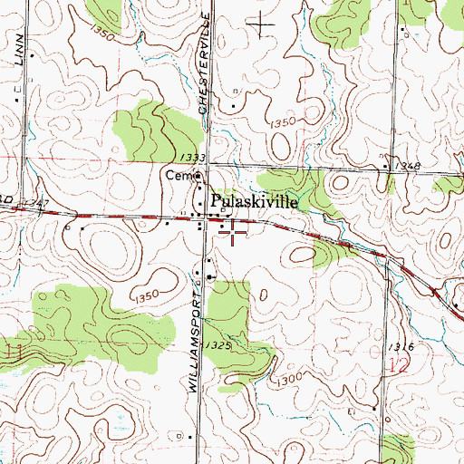 Topographic Map of Pulaskiville Post Office (historical), OH
