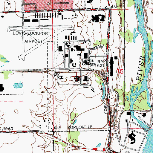 Topographic Map of De La Salle North Residence Hall, IL