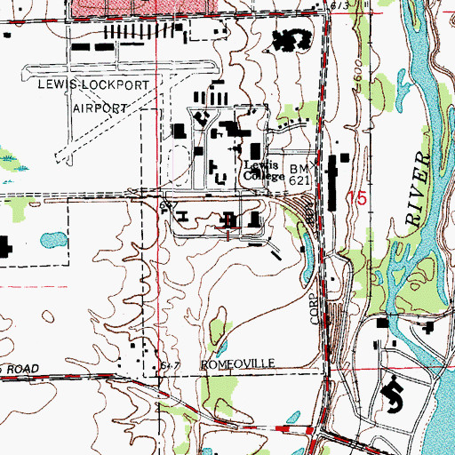Topographic Map of De La Salle South Residence Hall, IL