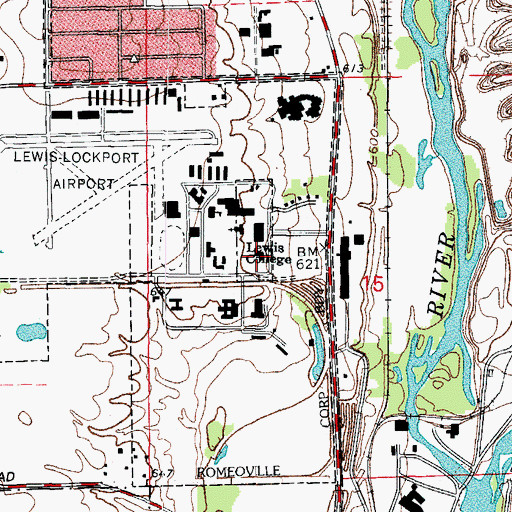 Topographic Map of Founders Hall, IL