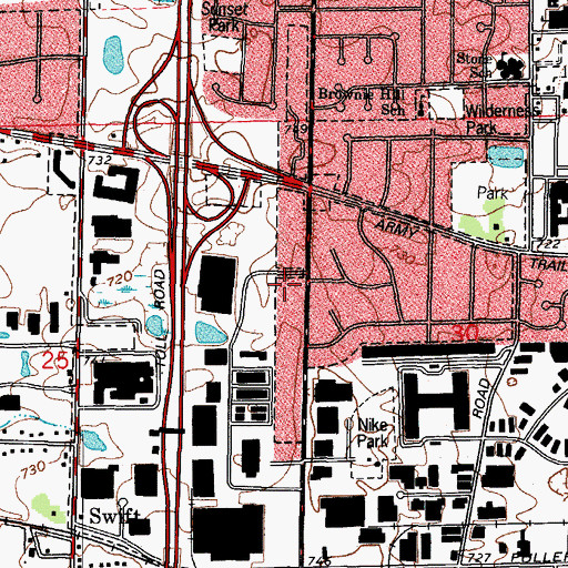 Topographic Map of Addison Fire Protection District Station 3, IL