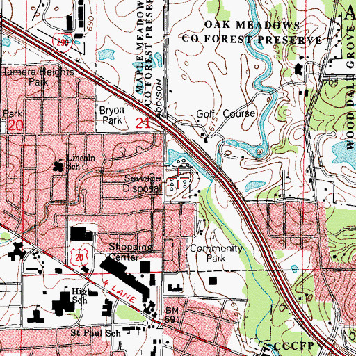 Topographic Map of North Waste Treatment Plant, IL