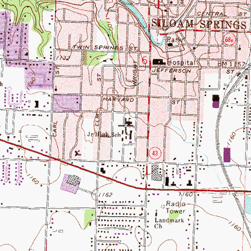 Topographic Map of Southside Elementary School, AR